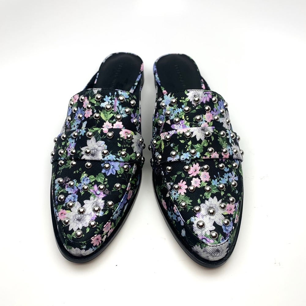 REBECCA MINKOFF MILENA STUDDED SILK LOAFER MULE - Picture 9 of 13